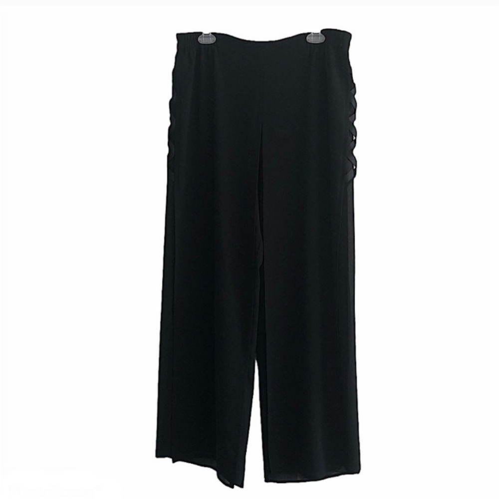 Palazzo chiffon wide leg high rise pants size L